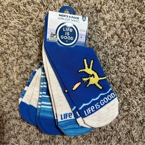 Life Is Good 6 Pair Men's Low Cut Socks Lightweight Moisture Control NEW